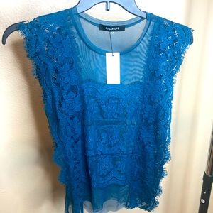 NWT Sugar lips blue sheer and lace blouse Medium
